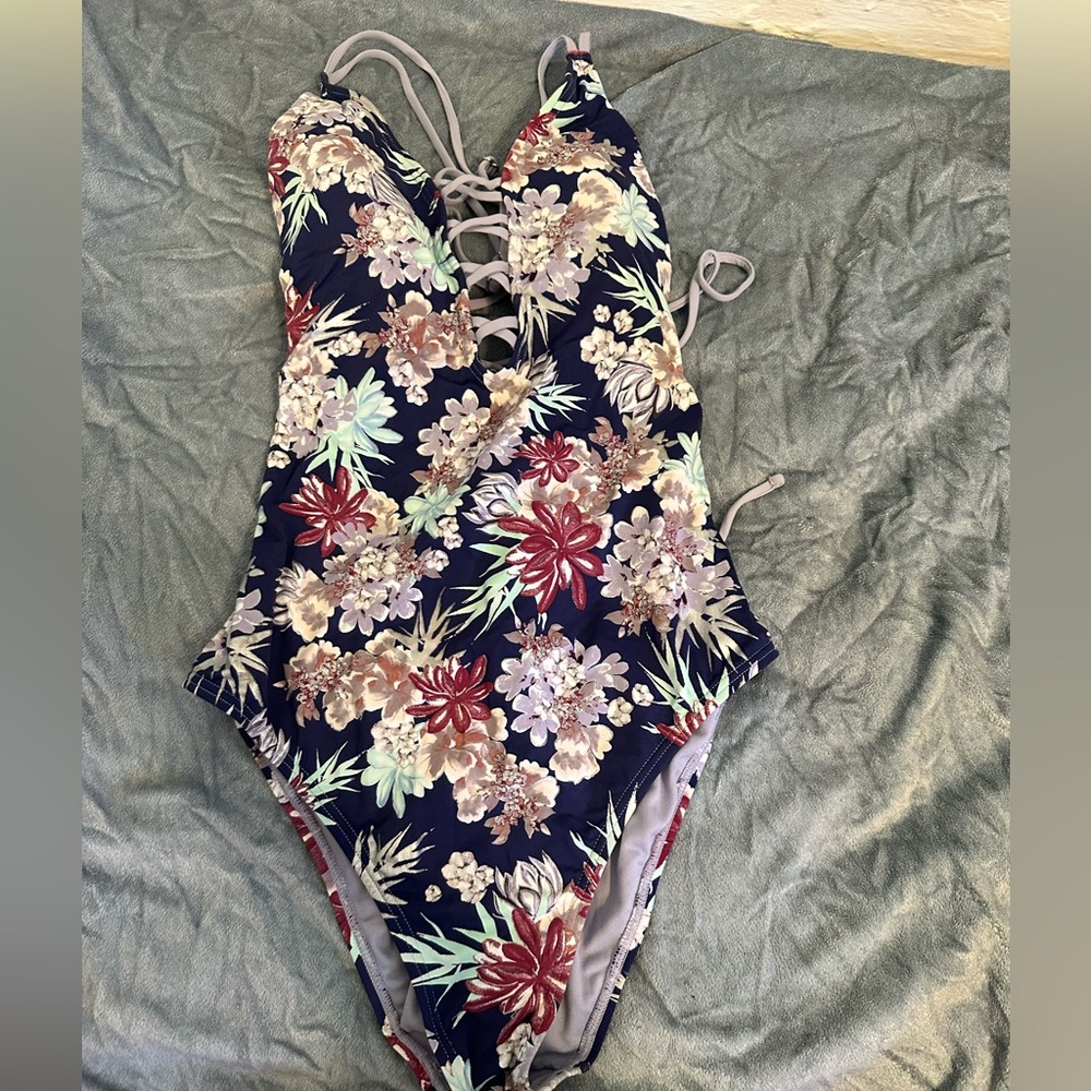 Floral one piece bathing suit